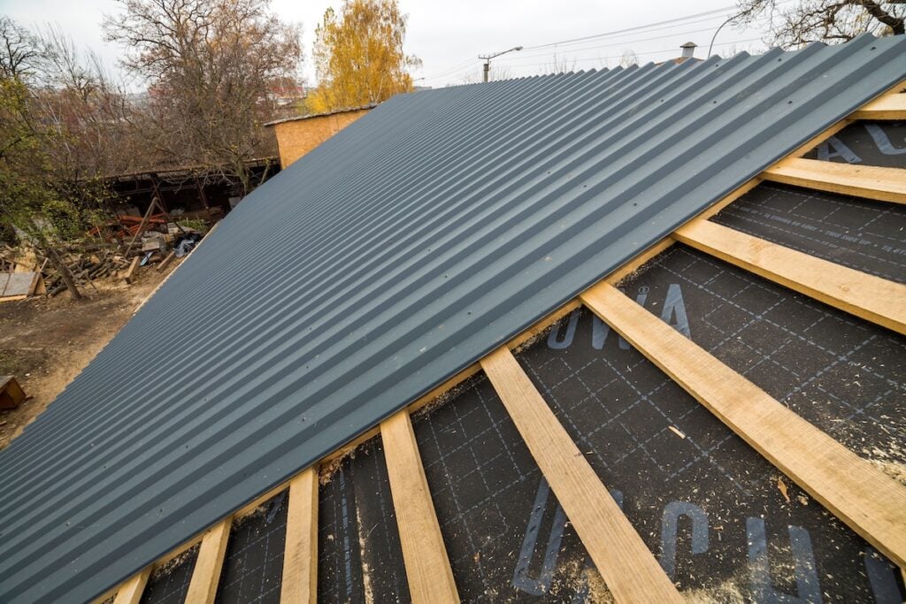 underlayment under black metal roofing