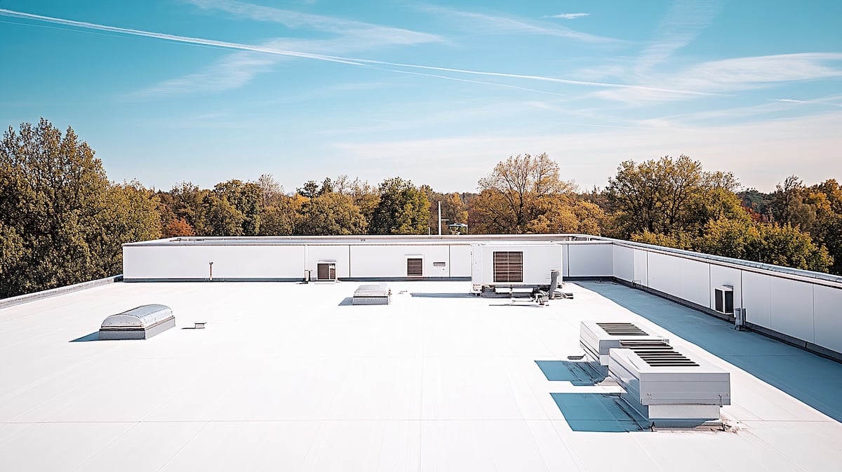 TPO roofing on commercial build