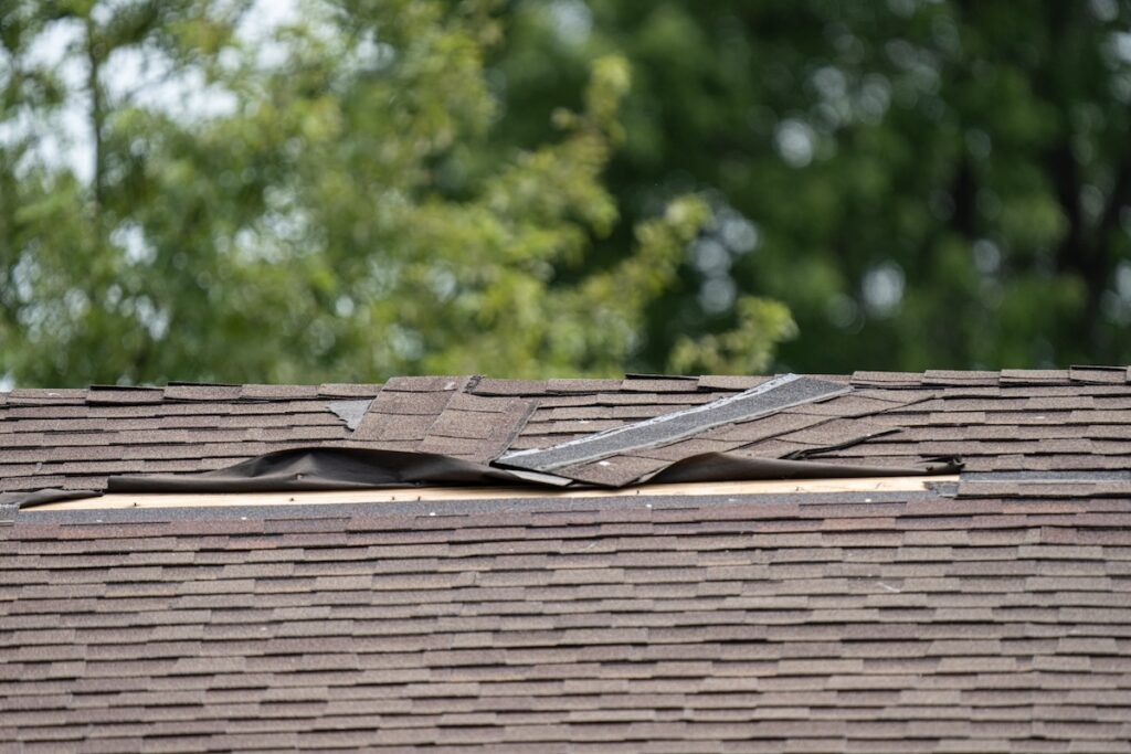 Storm damaged roof